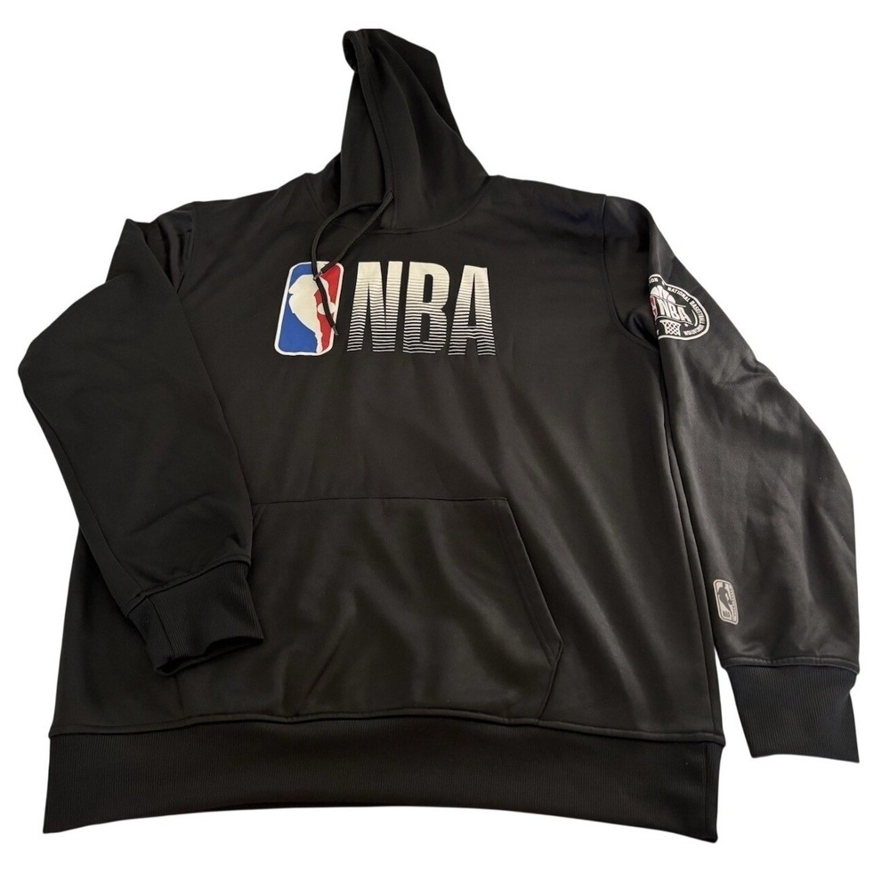 NBA Logo Hoodie Large Black Casual Pullover Sweatshirt Athletic Wear